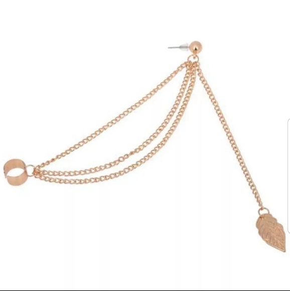 ☆Cindy☆ Feather Chain and Cuff Earring - Picture 3 of 4